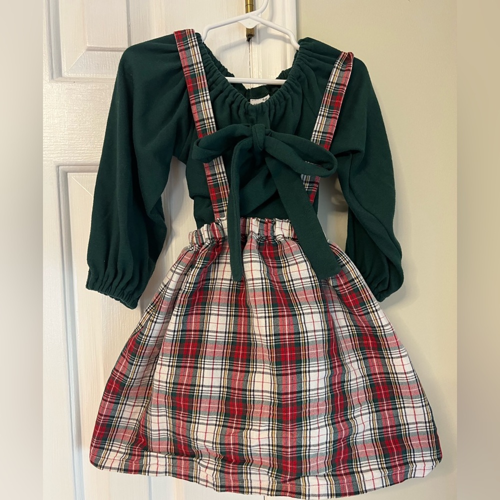 Kids Plaid Matching Set - Green and Red